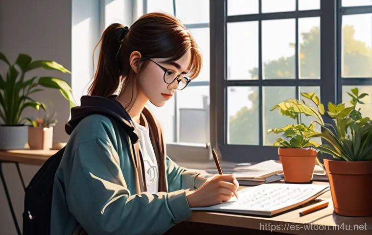 웹툰작가 업무일지 작성법 - **Prompt:** A young webtoon artist, either male or female, is deeply engrossed in creating digital a...