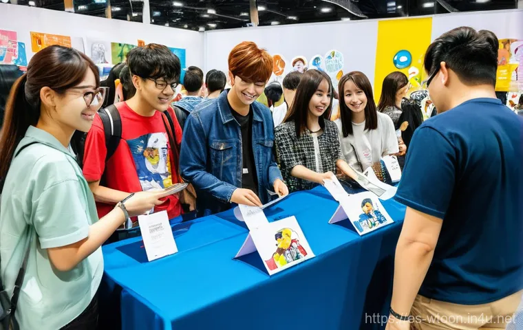 웹툰작가의 효과적인 자아 브랜딩 - **Prompt:** A dynamic and futuristic workspace where a mid-20s webtoon creator, wearing trendy but m...