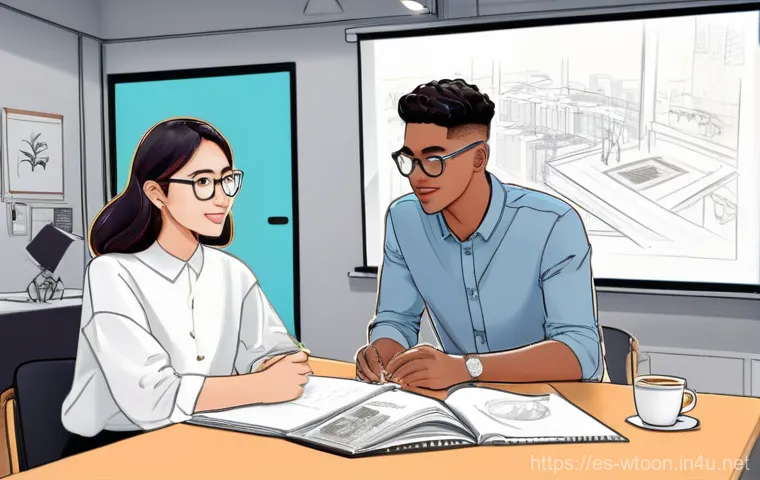 웹툰작가의 커뮤니케이션 기술 - **Prompt: Engaging Webtoon Artist Connecting with Audience**
    "A vibrant, medium shot of a young ...