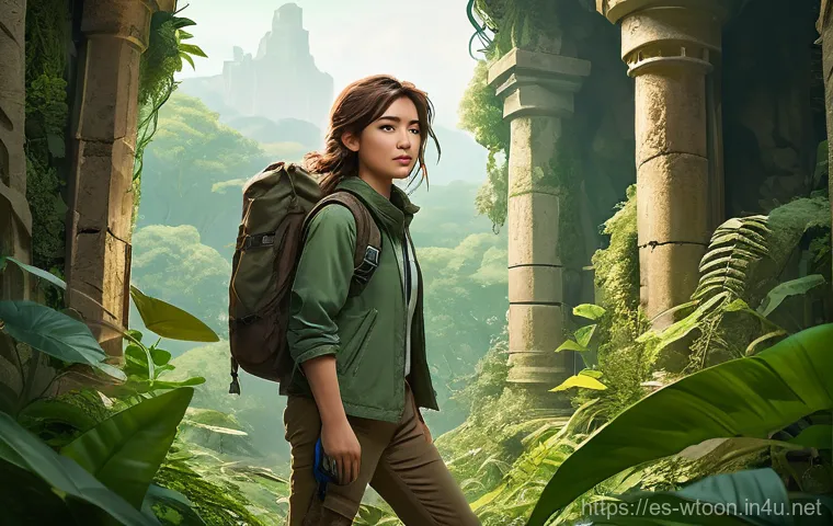 웹툰작가 포트폴리오 구성 팁 - **Prompt:** A young, determined female adventurer, clad in practical but stylish explorer's gear inc...