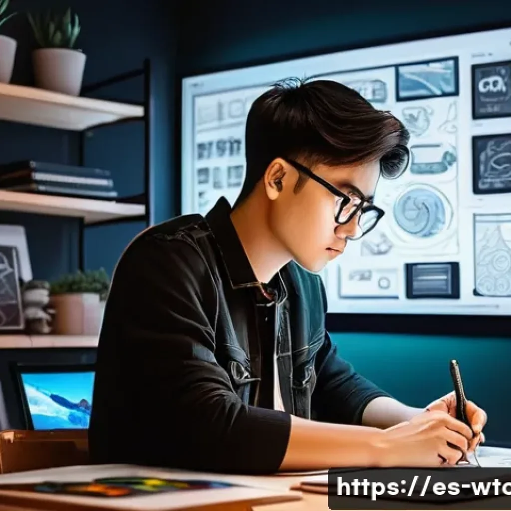 웹툰작가 직업 만족도 - A passionate webtoon artist working late at a modern digital studio, surrounded by multiple screens ...