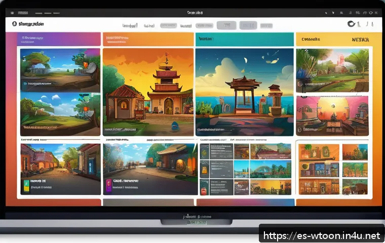 웹툰작가의 이직을 위한 포트폴리오 - A digital artist’s portfolio scene featuring a modern, clean website interface displayed on a smartp...